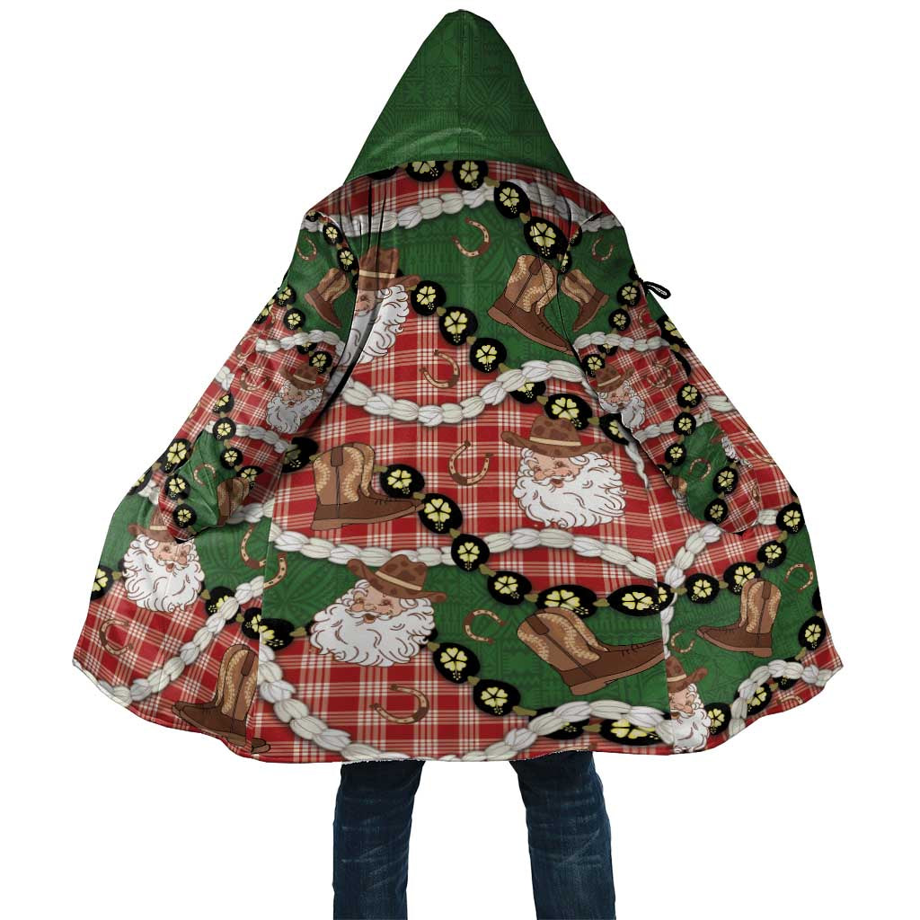 Cowboy Hawaii Mele Kalikimaka Cloak Paniolo Kukui Nut Pikake Lei Red Version - Polynesian Pride