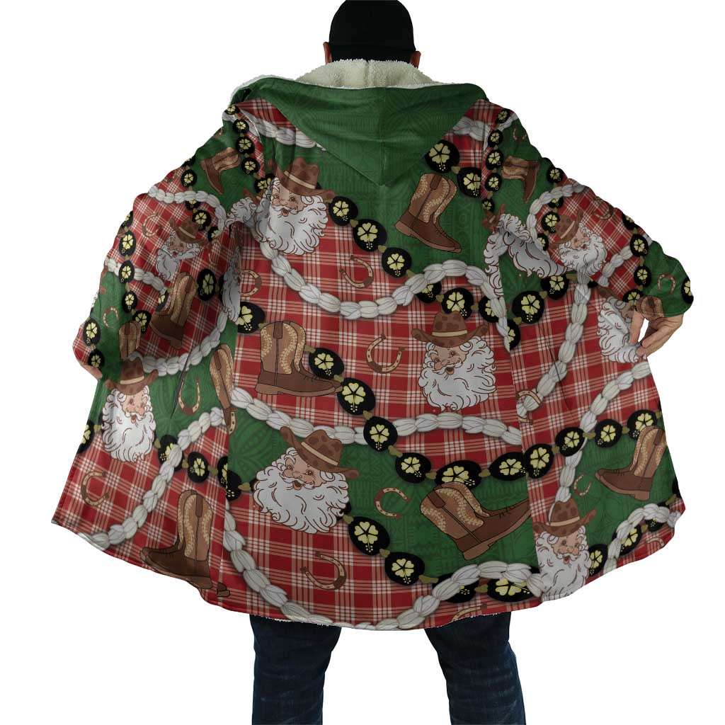 Cowboy Hawaii Mele Kalikimaka Cloak Paniolo Kukui Nut Pikake Lei Red Version - Polynesian Pride