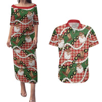 Cowboy Hawaii Mele Kalikimaka Couples Matching Puletasi and Hawaiian Shirt Paniolo Kukui Nut Pikake Lei Red Version LT14 Red - Polynesian Pride