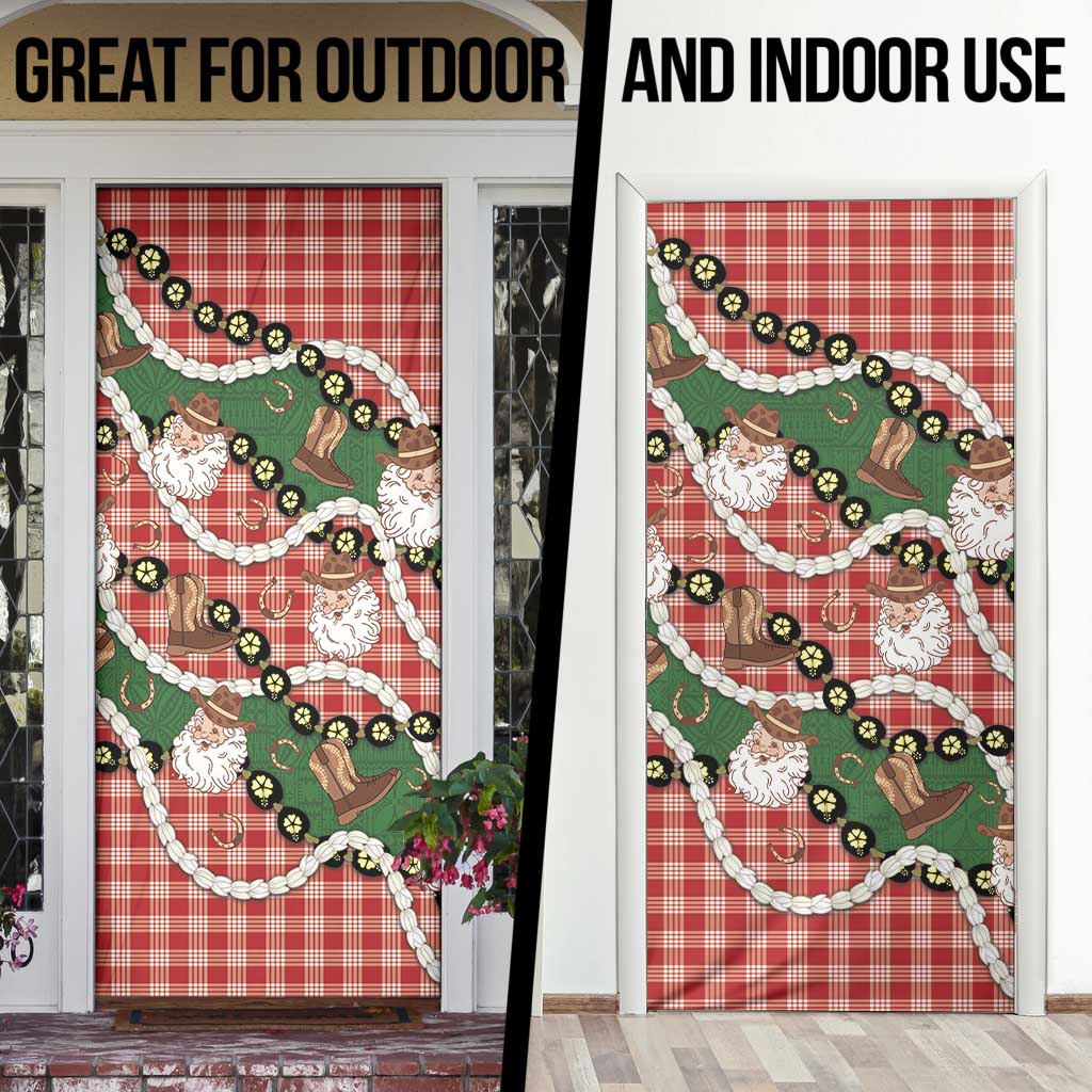 Cowboy Hawaii Mele Kalikimaka Door Cover Paniolo Kukui Nut Pikake Lei Red Version - Polynesian Pride