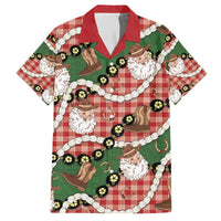 Cowboy Hawaii Mele Kalikimaka Family Matching Off The Shoulder Long Sleeve Dress and Hawaiian Shirt Paniolo Kukui Nut Pikake Lei Red Version - Polynesian Pride