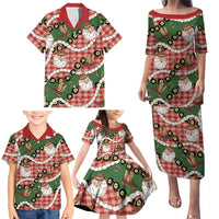 Cowboy Hawaii Mele Kalikimaka Family Matching Puletasi and Hawaiian Shirt Paniolo Kukui Nut Pikake Lei Red Version - Polynesian Pride