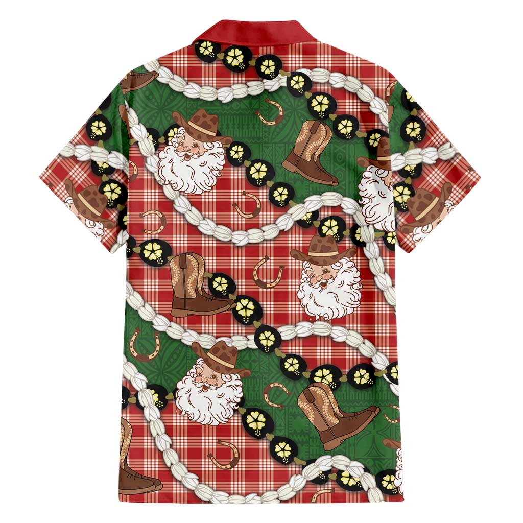 Cowboy Hawaii Mele Kalikimaka Family Matching Puletasi and Hawaiian Shirt Paniolo Kukui Nut Pikake Lei Red Version - Polynesian Pride
