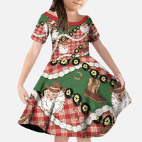 Cowboy Hawaii Mele Kalikimaka Family Matching Summer Maxi Dress and Hawaiian Shirt Paniolo Kukui Nut Pikake Lei Red Version LT14 Daughter's Dress Red - Polynesian Pride