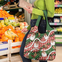 Cowboy Hawaii Mele Kalikimaka Grocery Bag Paniolo Kukui Nut Pikake Lei Red Version - Polynesian Pride