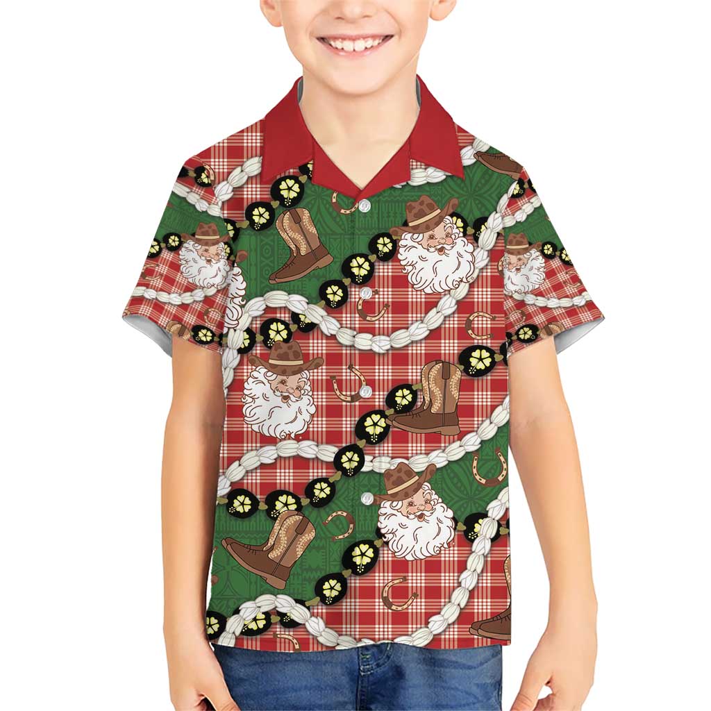 Cowboy Hawaii Mele Kalikimaka Hawaiian Shirt Paniolo Kukui Nut Pikake Lei Red Version - Polynesian Pride