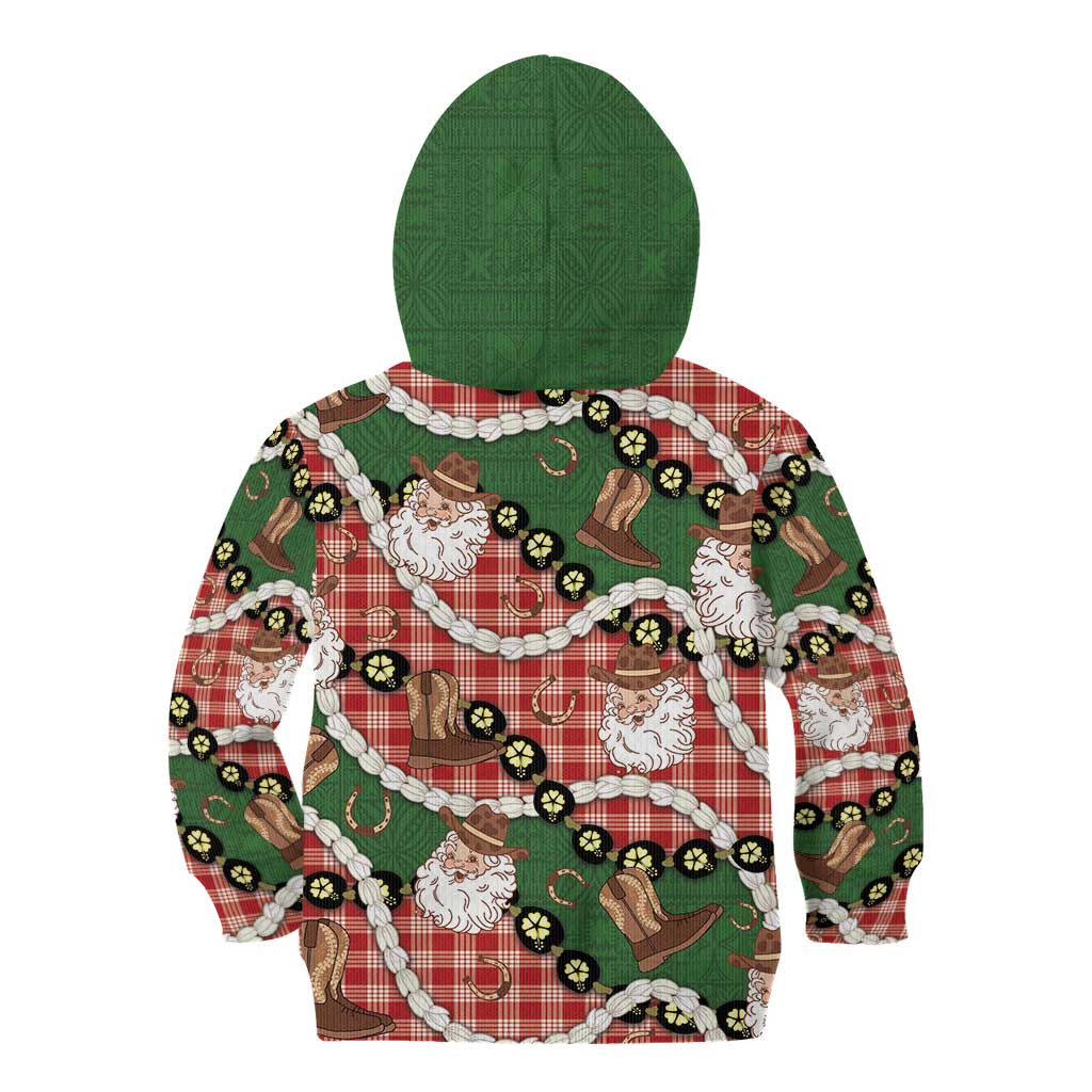 Cowboy Hawaii Mele Kalikimaka Kid Hoodie Paniolo Kukui Nut Pikake Lei Red Version - Polynesian Pride