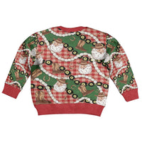 Cowboy Hawaii Mele Kalikimaka Kid Ugly Christmas Sweater Paniolo Kukui Nut Pikake Lei Red Version - Polynesian Pride