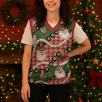 Cowboy Hawaii Mele Kalikimaka Christmas Knitted V-Neck Vest Paniolo Kukui Nut Pikake Lei Red Version - Polynesian Pride