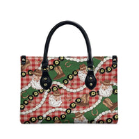 Cowboy Hawaii Mele Kalikimaka Leather Bag Paniolo Kukui Nut Pikake Lei Red Version - Polynesian Pride