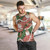 Cowboy Hawaii Mele Kalikimaka Men Tank Top Paniolo Kukui Nut Pikake Lei Red Version - Polynesian Pride