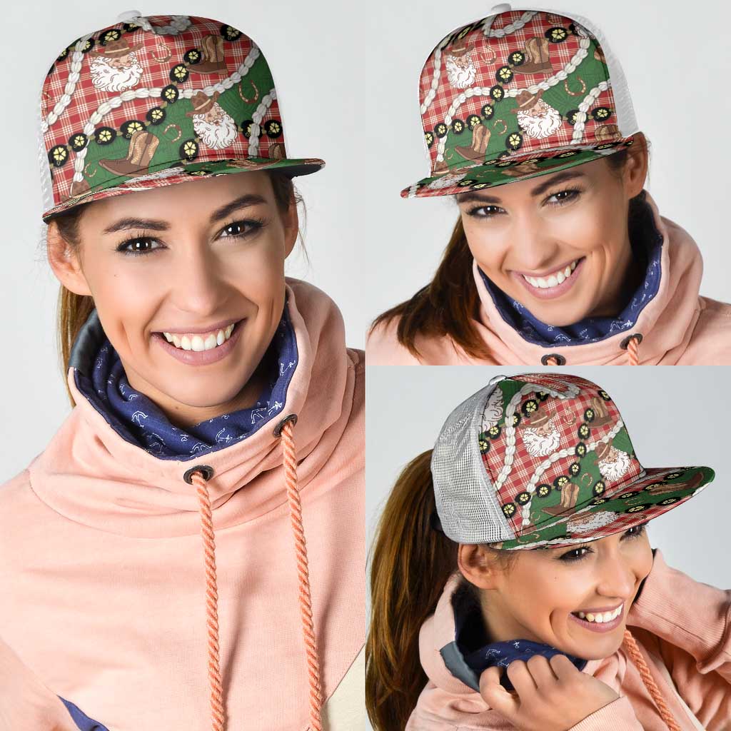 Cowboy Hawaii Mele Kalikimaka Mesh Trucker Cap Paniolo Kukui Nut Pikake Lei Red Version - Polynesian Pride