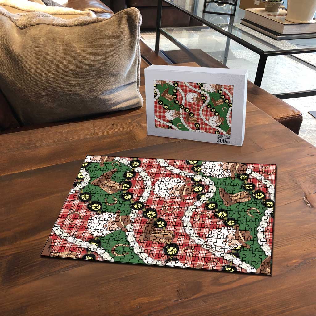 Cowboy Hawaii Mele Kalikimaka Puzzle Paniolo Kukui Nut Pikake Lei Red Version - Polynesian Pride