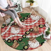 Cowboy Hawaii Mele Kalikimaka Round Carpet Paniolo Kukui Nut Pikake Lei Red Version - Polynesian Pride