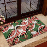 Cowboy Hawaii Mele Kalikimaka Rubber Doormat Paniolo Kukui Nut Pikake Lei Red Version - Polynesian Pride