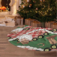 Cowboy Hawaii Mele Kalikimaka Tree Skirt Paniolo Kukui Nut Pikake Lei Red Version - Polynesian Pride