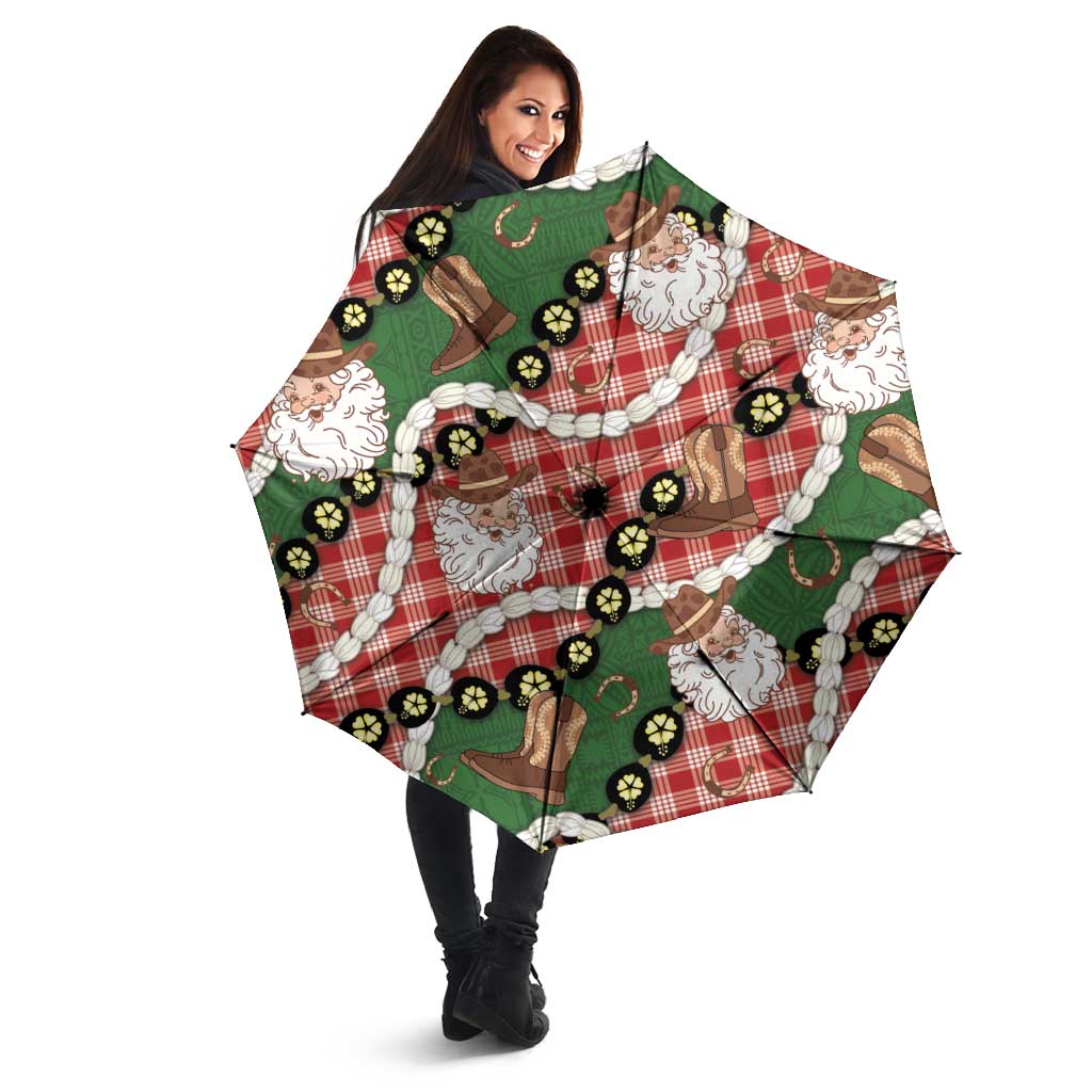 Cowboy Hawaii Mele Kalikimaka Umbrella Paniolo Kukui Nut Pikake Lei Red Version - Polynesian Pride