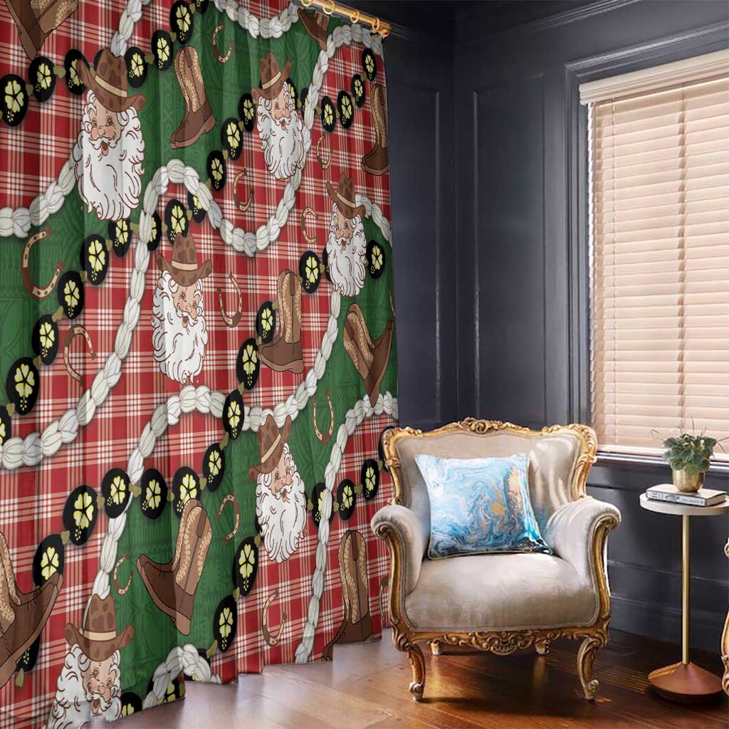 Cowboy Hawaii Mele Kalikimaka Window Curtain Paniolo Kukui Nut Pikake Lei Red Version - Polynesian Pride