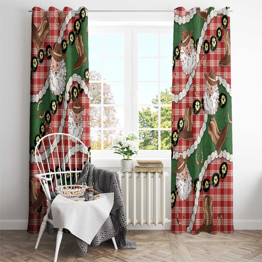 Cowboy Hawaii Mele Kalikimaka Window Curtain Paniolo Kukui Nut Pikake Lei Red Version - Polynesian Pride