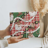 Cowboy Hawaii Mele Kalikimaka Wrapping Paper Paniolo Kukui Nut Pikake Lei Red Version - Polynesian Pride