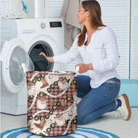 Cowboy Hawaii Mele Kalikimaka Laundry Basket Paniolo Kukui Nut Pikake Lei Burgundy Version - Polynesian Pride