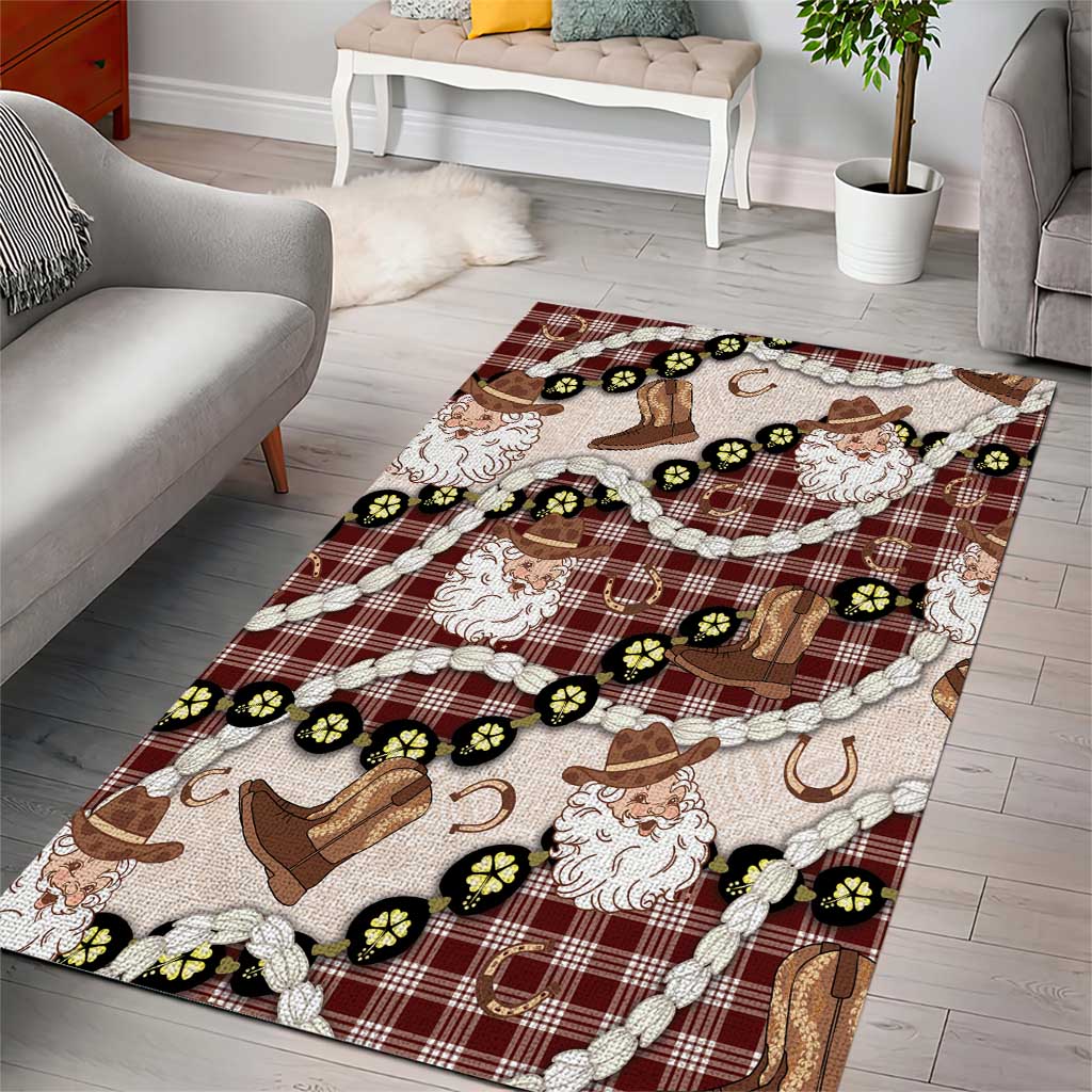 Cowboy Hawaii Mele Kalikimaka Area Rug Paniolo Kukui Nut Pikake Lei Burgundy Version - Polynesian Pride