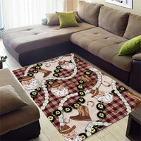 Cowboy Hawaii Mele Kalikimaka Area Rug Paniolo Kukui Nut Pikake Lei Burgundy Version - Polynesian Pride