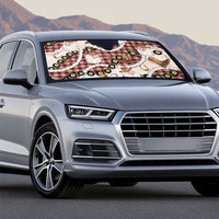 Cowboy Hawaii Mele Kalikimaka Auto Sun Shade Paniolo Kukui Nut Pikake Lei Burgundy Version - Polynesian Pride