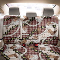 Cowboy Hawaii Mele Kalikimaka Back Car Seat Cover Paniolo Kukui Nut Pikake Lei Burgundy Version - Polynesian Pride