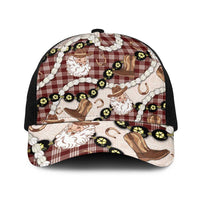 Cowboy Hawaii Mele Kalikimaka Baseball Net Cap Paniolo Kukui Nut Pikake Lei Burgundy Version - Polynesian Pride