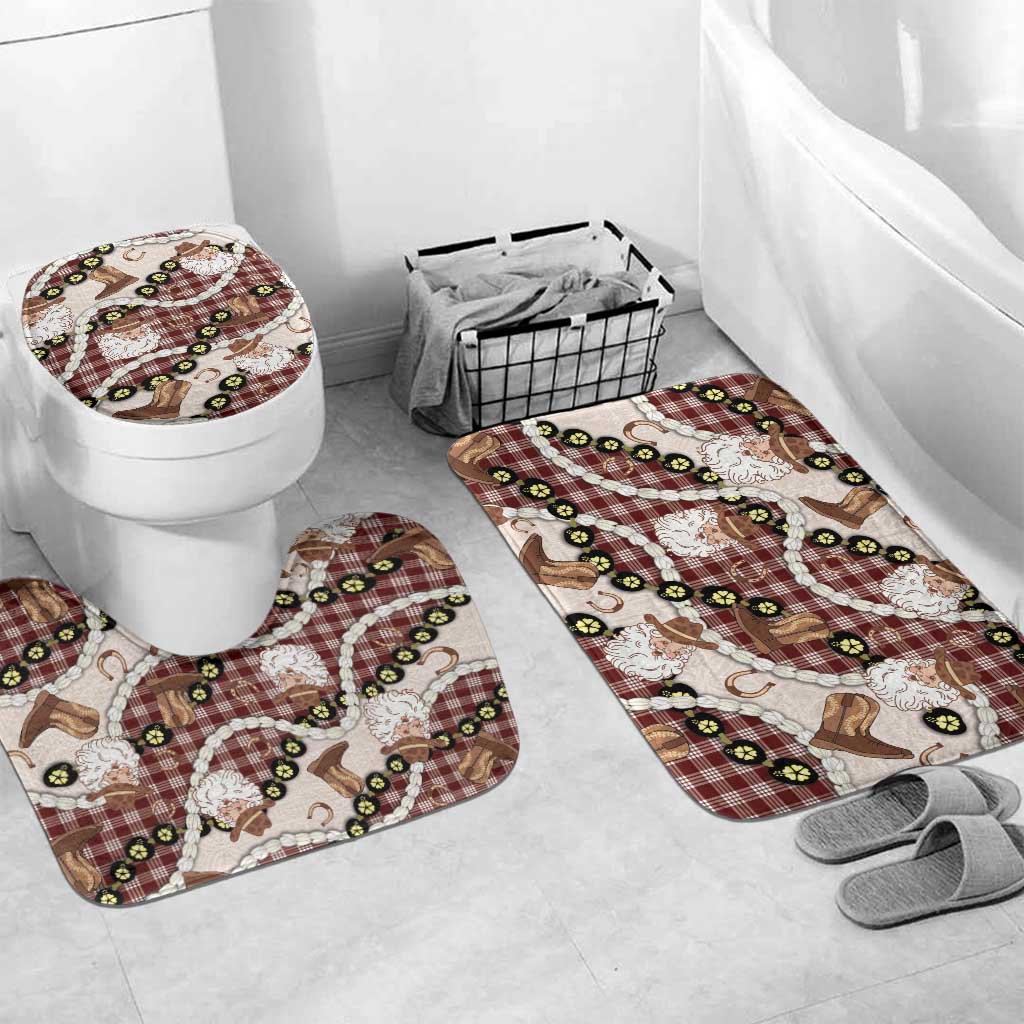 Cowboy Hawaii Mele Kalikimaka Bathroom Set Paniolo Kukui Nut Pikake Lei Burgundy Version - Polynesian Pride