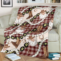 Cowboy Hawaii Mele Kalikimaka Blanket Paniolo Kukui Nut Pikake Lei Burgundy Version - Polynesian Pride