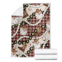 Cowboy Hawaii Mele Kalikimaka Blanket Paniolo Kukui Nut Pikake Lei Burgundy Version - Polynesian Pride
