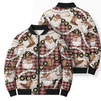 Cowboy Hawaii Mele Kalikimaka Bomber Puffer Jacket Paniolo Kukui Nut Pikake Lei Burgundy Version - Polynesian Pride