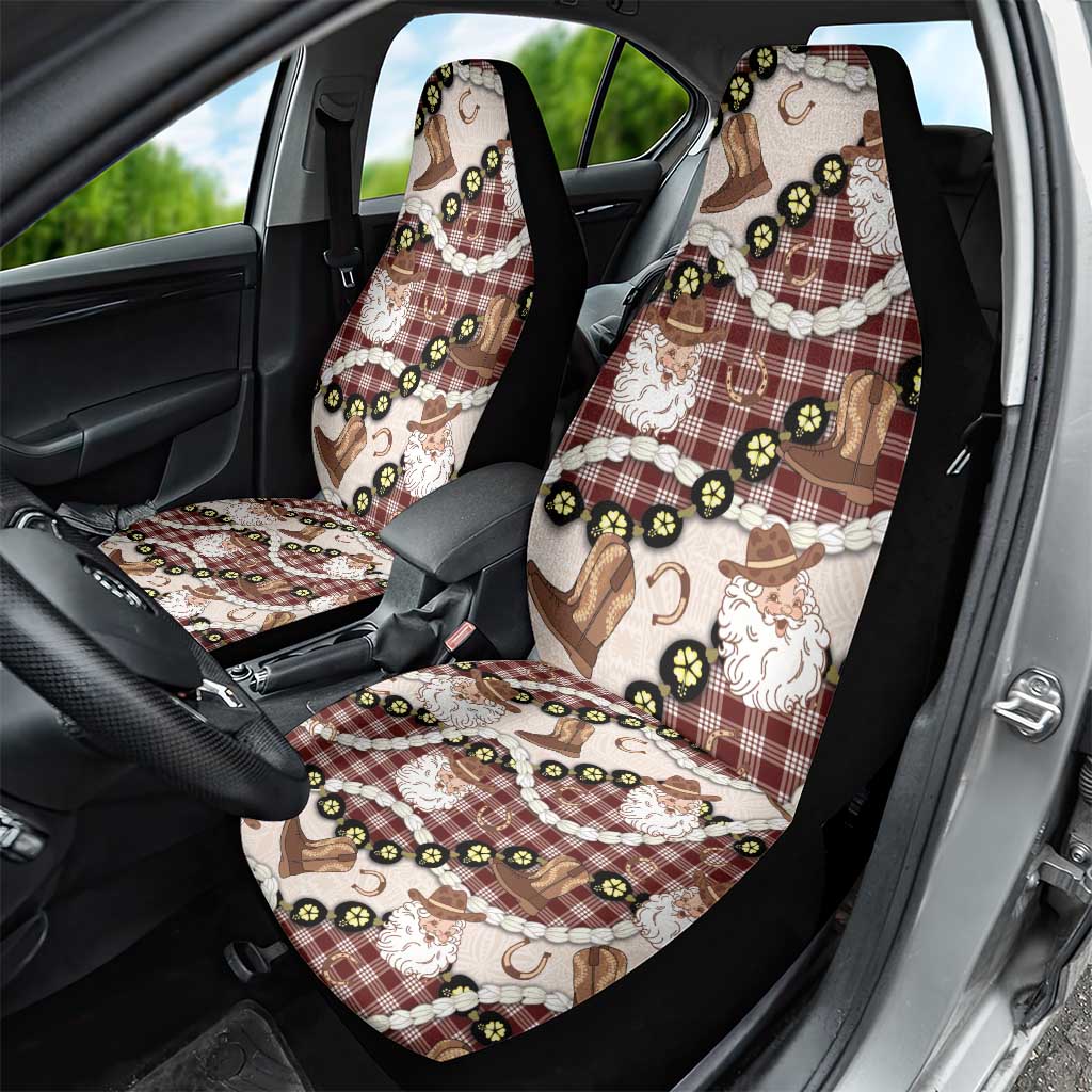 Cowboy Hawaii Mele Kalikimaka Car Seat Cover Paniolo Kukui Nut Pikake Lei Burgundy Version - Polynesian Pride