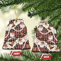 Cowboy Hawaii Mele Kalikimaka Ceramic Ornament Paniolo Kukui Nut Pikake Lei Burgundy Version - Polynesian Pride