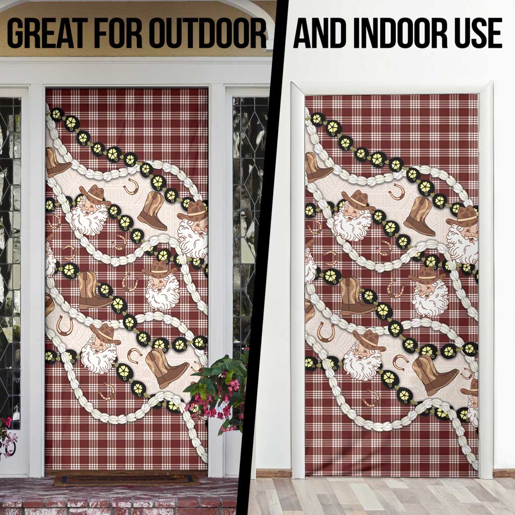 Cowboy Hawaii Mele Kalikimaka Door Cover Paniolo Kukui Nut Pikake Lei Burgundy Version - Polynesian Pride