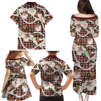 Cowboy Hawaii Mele Kalikimaka Family Matching Puletasi and Hawaiian Shirt Paniolo Kukui Nut Pikake Lei Burgundy Version LT14 - Polynesian Pride