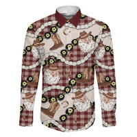 Cowboy Hawaii Mele Kalikimaka Family Matching Puletasi and Hawaiian Shirt Paniolo Kukui Nut Pikake Lei Burgundy Version LT14 Dad's Shirt - Long Sleeve Burgundy - Polynesian Pride