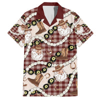Cowboy Hawaii Mele Kalikimaka Family Matching Short Sleeve Bodycon Dress and Hawaiian Shirt Paniolo Kukui Nut Pikake Lei Burgundy Version - Polynesian Pride