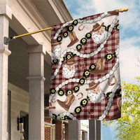 Cowboy Hawaii Mele Kalikimaka Garden Flag Paniolo Kukui Nut Pikake Lei Burgundy Version - Polynesian Pride