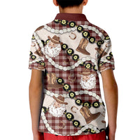 Cowboy Hawaii Mele Kalikimaka Kid Polo Shirt Paniolo Kukui Nut Pikake Lei Burgundy Version - Polynesian Pride