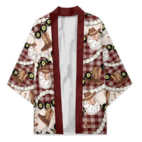 Cowboy Hawaii Mele Kalikimaka Kimono Paniolo Kukui Nut Pikake Lei Burgundy Version - Polynesian Pride
