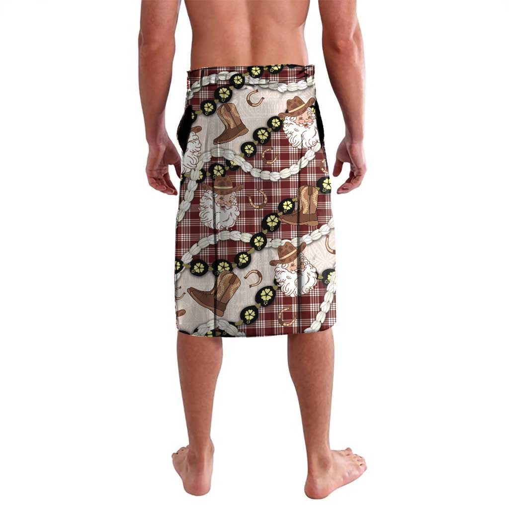 Cowboy Hawaii Mele Kalikimaka Lavalava Paniolo Kukui Nut Pikake Lei Burgundy Version - Polynesian Pride