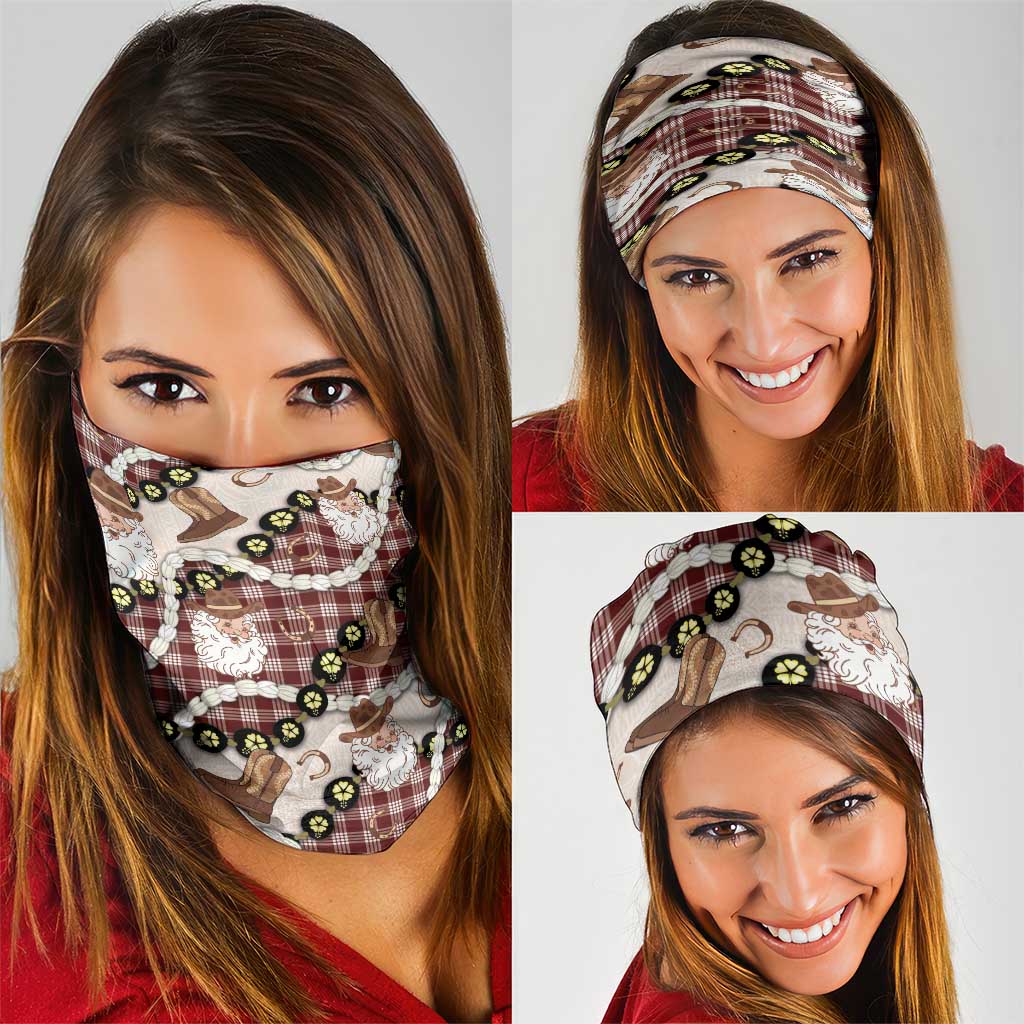 Cowboy Hawaii Mele Kalikimaka Neck Gaiter Paniolo Kukui Nut Pikake Lei Burgundy Version - Polynesian Pride