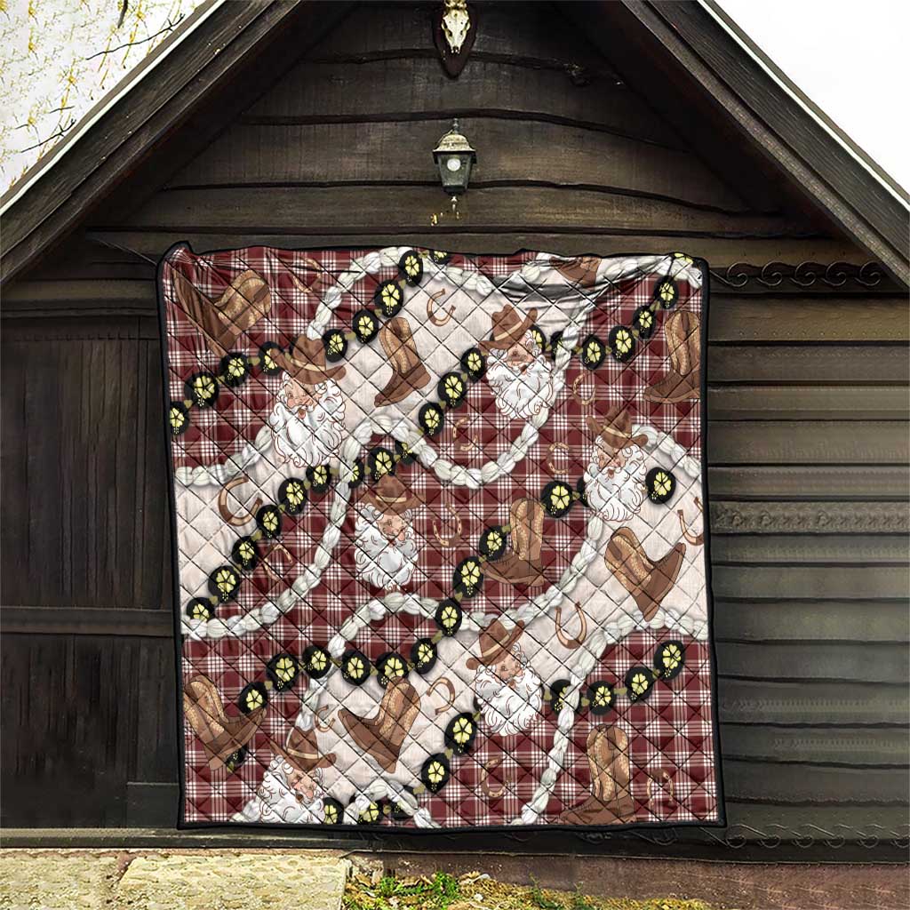 Cowboy Hawaii Mele Kalikimaka Quilt Paniolo Kukui Nut Pikake Lei Burgundy Version - Polynesian Pride
