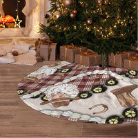 Cowboy Hawaii Mele Kalikimaka Tree Skirt Paniolo Kukui Nut Pikake Lei Burgundy Version - Polynesian Pride