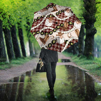 Cowboy Hawaii Mele Kalikimaka Umbrella Paniolo Kukui Nut Pikake Lei Burgundy Version - Polynesian Pride