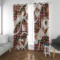 Cowboy Hawaii Mele Kalikimaka Window Curtain Paniolo Kukui Nut Pikake Lei Burgundy Version - Polynesian Pride