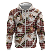 Cowboy Hawaii Mele Kalikimaka Zip Hoodie Paniolo Kukui Nut Pikake Lei Burgundy Version - Polynesian Pride